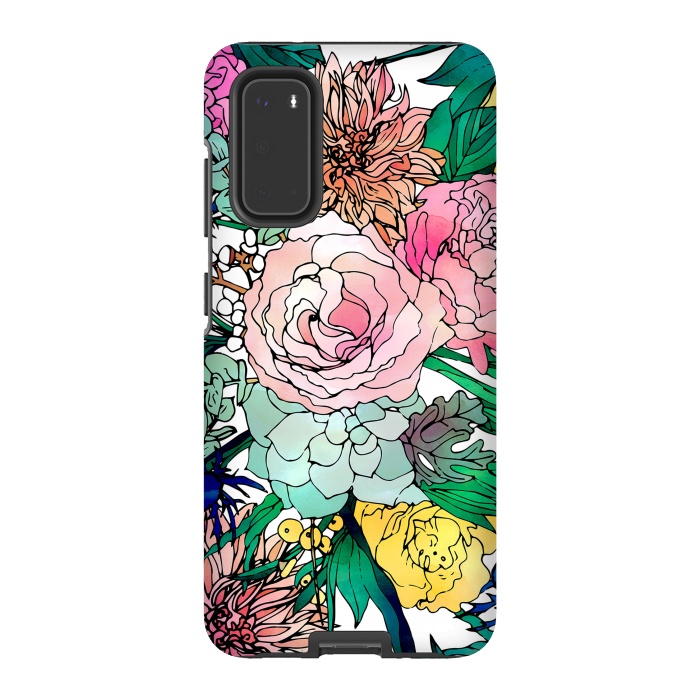 Galaxy S20 StrongFit Stylish Colorful Watercolor Floral Pattern by InovArts