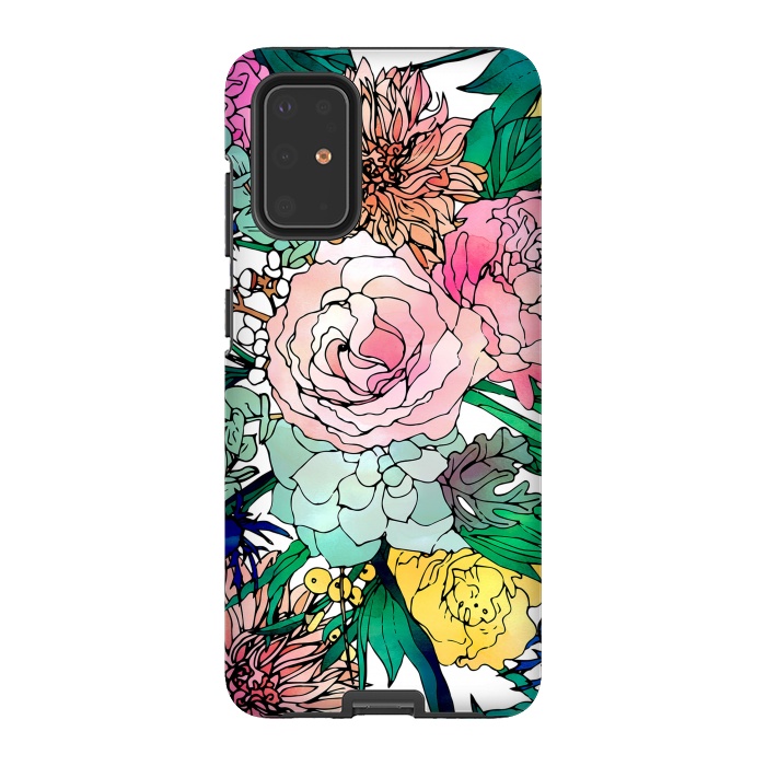 Galaxy S20 Plus StrongFit Stylish Colorful Watercolor Floral Pattern by InovArts