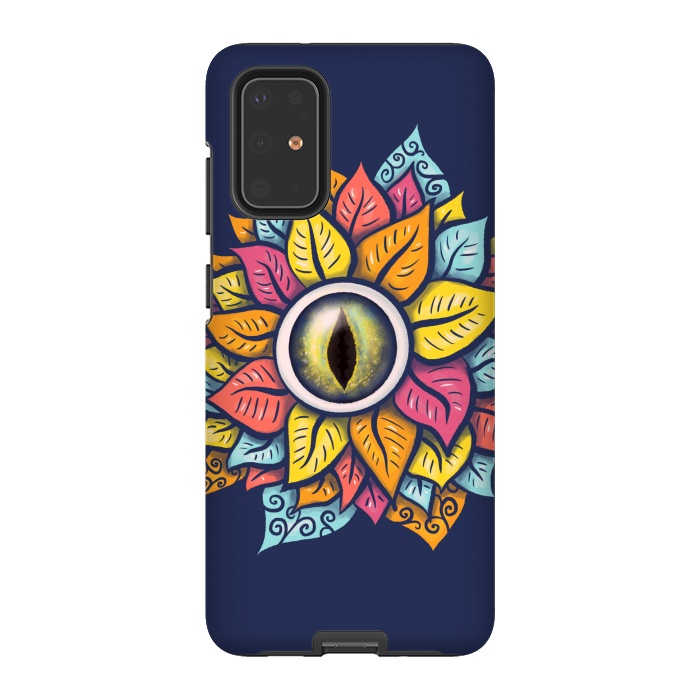 Galaxy S20 Plus StrongFit Colorful Reptile Eye Flower Fun Weird Digital Art by Boriana Giormova