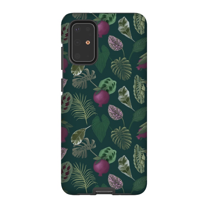 Galaxy S20 Plus StrongFit Pomegranates & Palm Leaves by Tishya Oedit