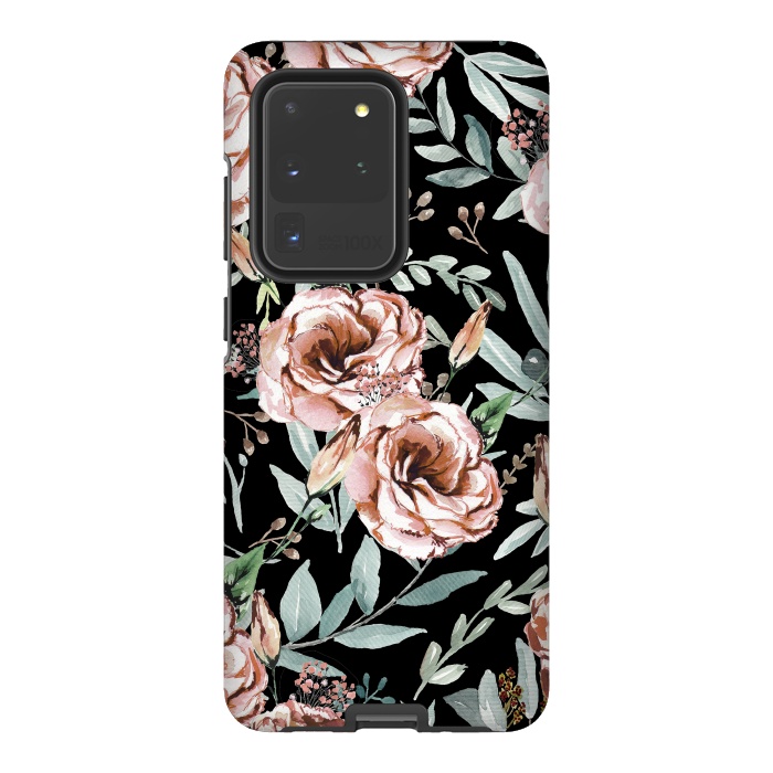 Galaxy S20 Ultra StrongFit Floral Explosion Black by Anis Illustration