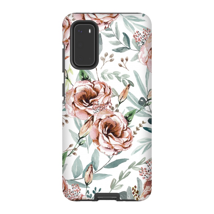 Galaxy S20 StrongFit Floral Explosion White by Anis Illustration