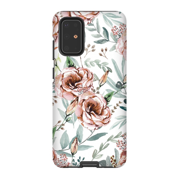 Galaxy S20 Plus StrongFit Floral Explosion White by Anis Illustration