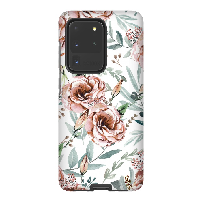 Galaxy S20 Ultra StrongFit Floral Explosion White by Anis Illustration