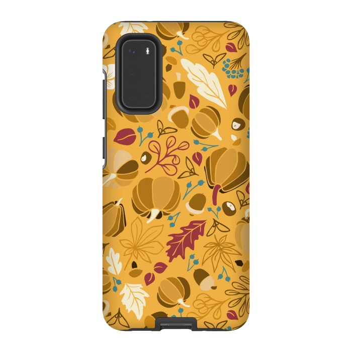 Galaxy S20 StrongFit Fall Fruits in Mustard and Red by Paula Ohreen