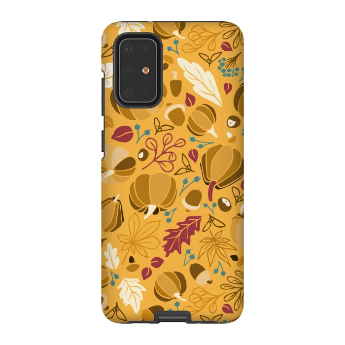 Galaxy S20 Plus StrongFit Fall Fruits in Mustard and Red by Paula Ohreen