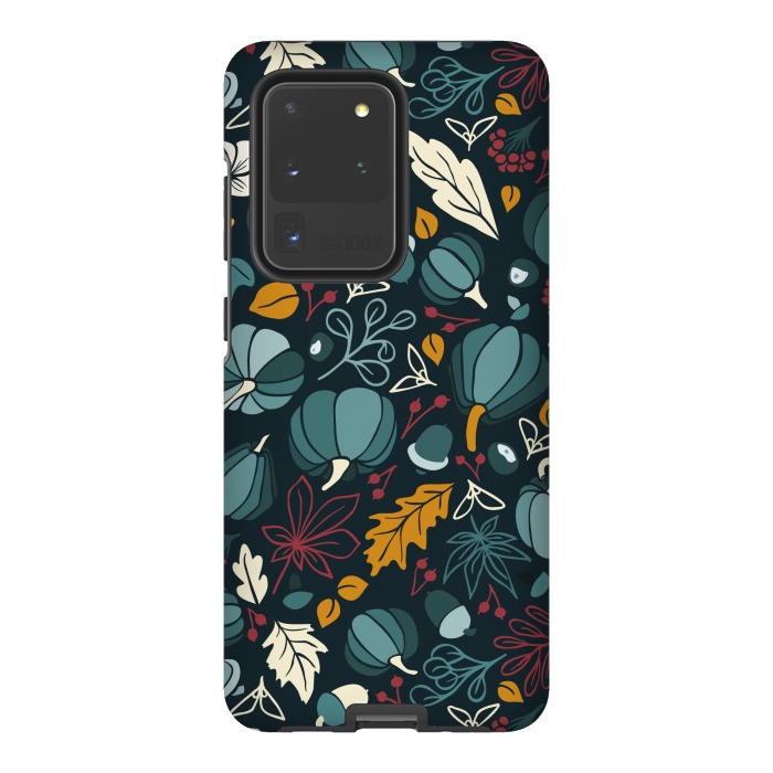 Galaxy S20 Ultra StrongFit Fall Fruits in Navy and Red by Paula Ohreen