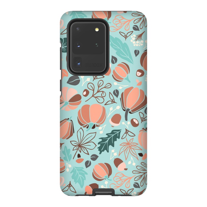 Galaxy S20 Ultra StrongFit Fall Fruits in Mint and Orange by Paula Ohreen