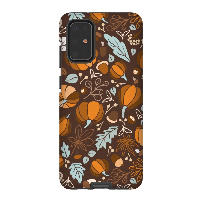 Galaxy S20 Plus StrongFit Fall Fruits in Brown and Mustard by Paula Ohreen