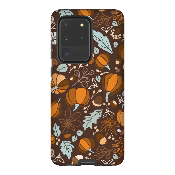 Galaxy S20 Ultra StrongFit Fall Fruits in Brown and Mustard by Paula Ohreen