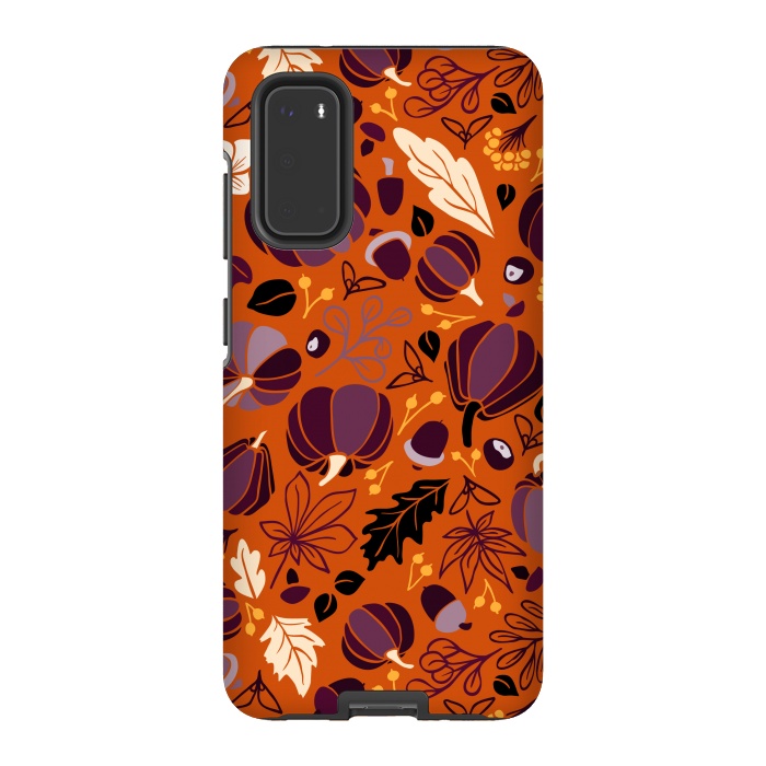Galaxy S20 StrongFit Fall Fruits in Orange and Purple by Paula Ohreen