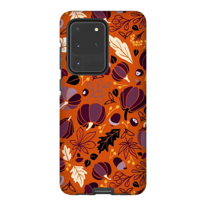 Galaxy S20 Ultra StrongFit Fall Fruits in Orange and Purple by Paula Ohreen