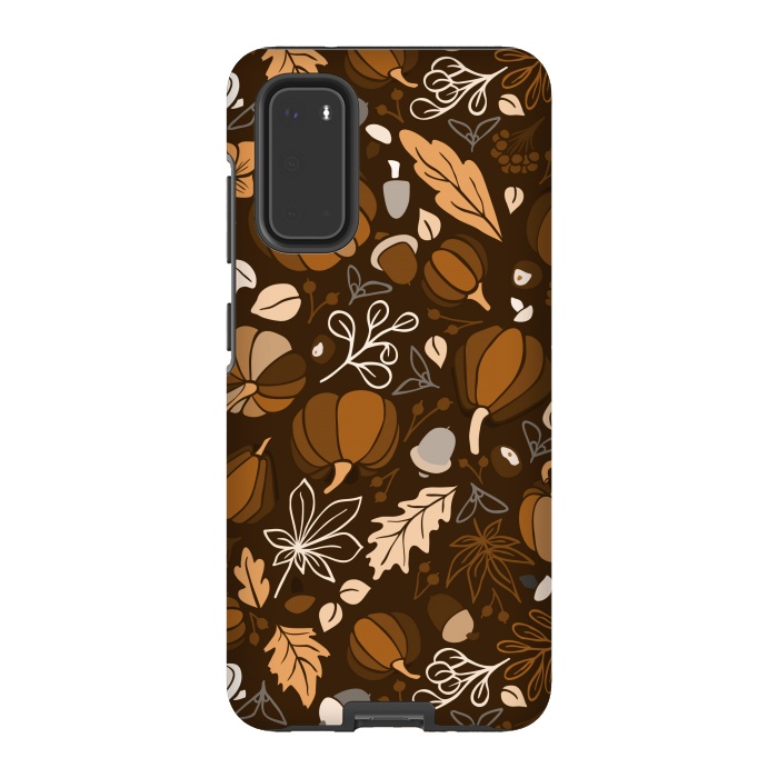 Galaxy S20 StrongFit Fall Fruits in Brown and Beige by Paula Ohreen