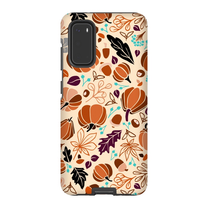 Galaxy S20 StrongFit Fall Fruits in Cream and Orange by Paula Ohreen
