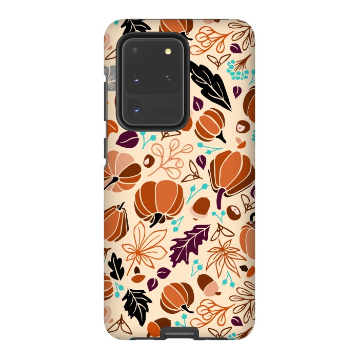 Galaxy S20 Ultra StrongFit Fall Fruits in Cream and Orange by Paula Ohreen