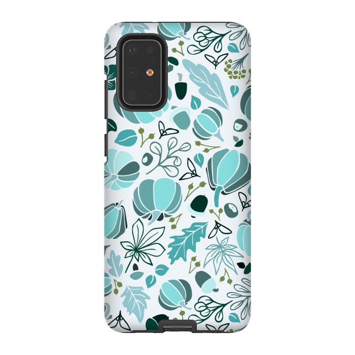Galaxy S20 Plus StrongFit Fall Fruits in Blue and Green by Paula Ohreen