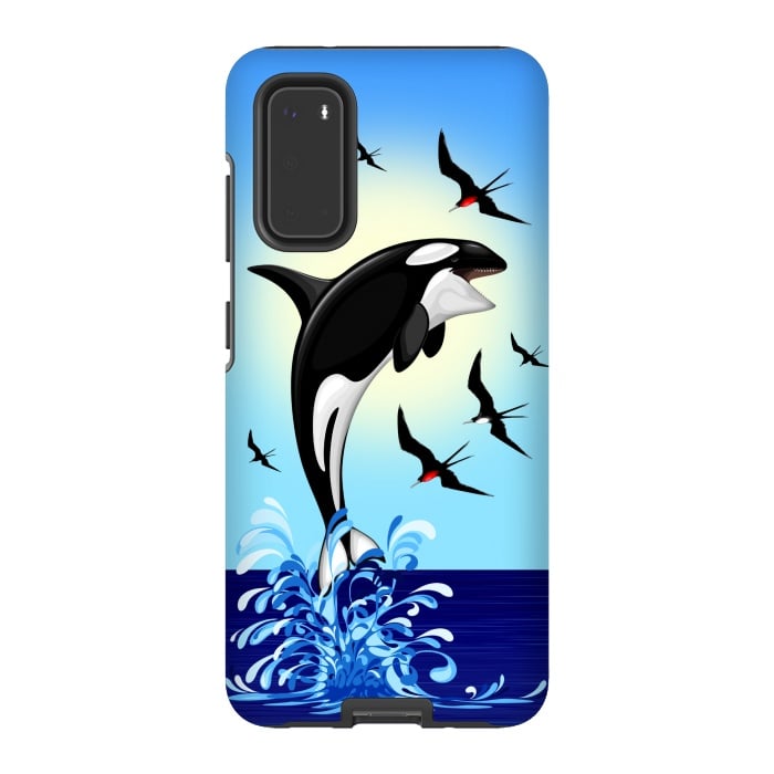 Galaxy S20 StrongFit Orca Killer Whale jumping out of Ocean by BluedarkArt