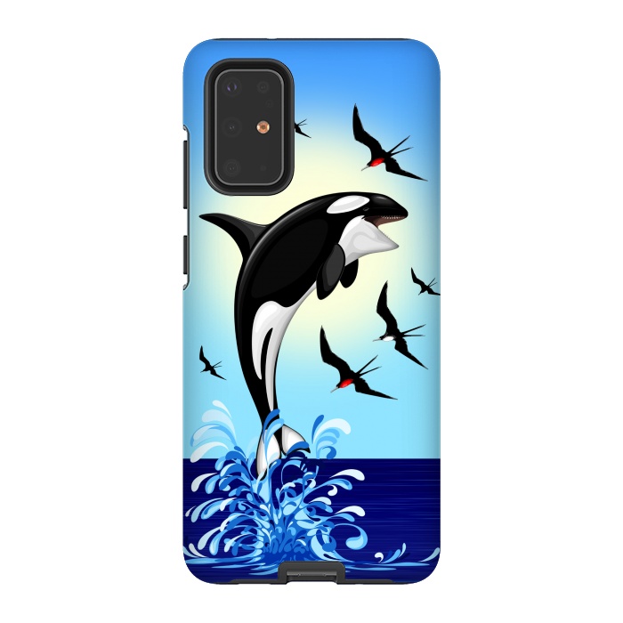 Galaxy S20 Plus StrongFit Orca Killer Whale jumping out of Ocean by BluedarkArt