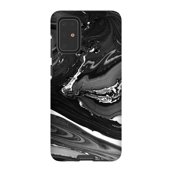 Galaxy S20 Plus StrongFit black white minimal marble by haroulita
