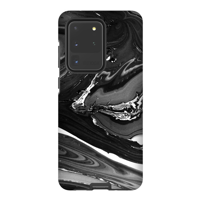 Galaxy S20 Ultra StrongFit black white minimal marble by haroulita