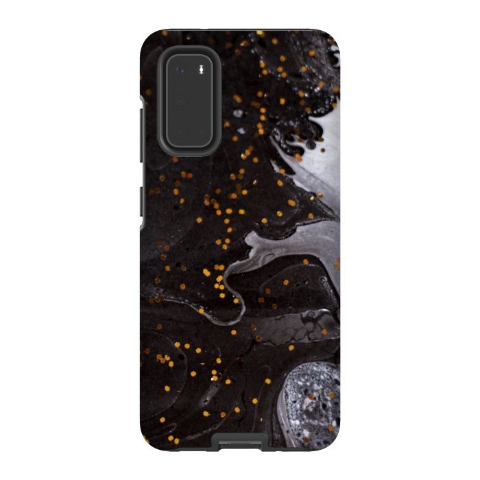 Galaxy S20 StrongFit glitter marble black white by haroulita