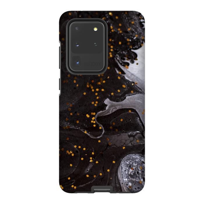 Galaxy S20 Ultra StrongFit glitter marble black white by haroulita