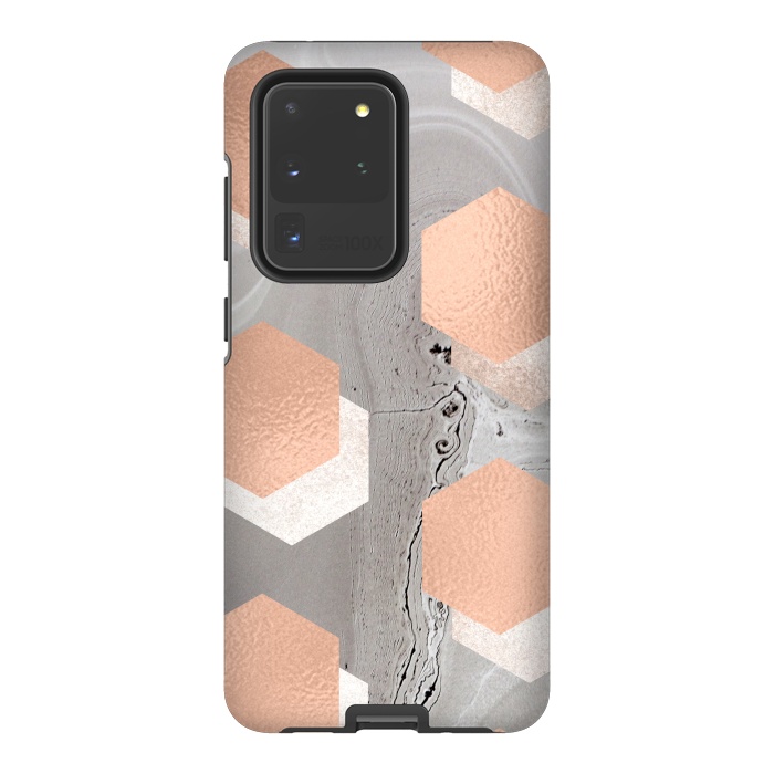 Galaxy S20 Ultra StrongFit rose gold marble by haroulita