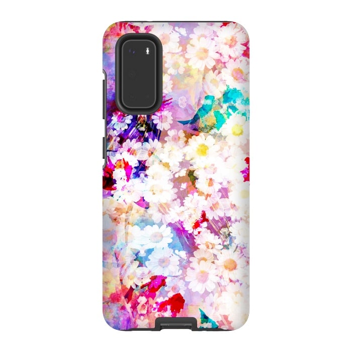 Galaxy S20 StrongFit Colorful watercolor daisy petals by Oana 