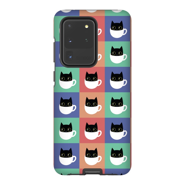 Galaxy S20 Ultra StrongFit Coffee  cat pattern by Laura Nagel