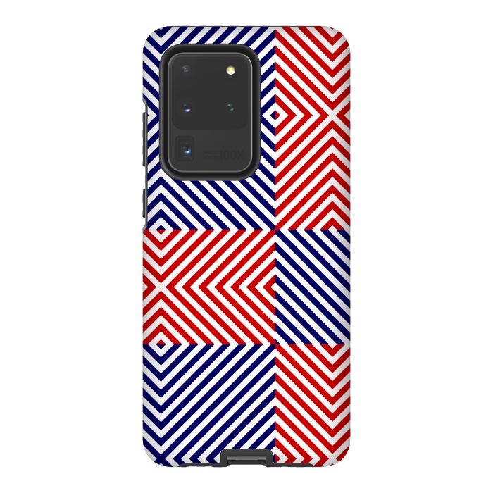 Galaxy S20 Ultra StrongFit Red Blue Crossing Diagonal Striped by TMSarts