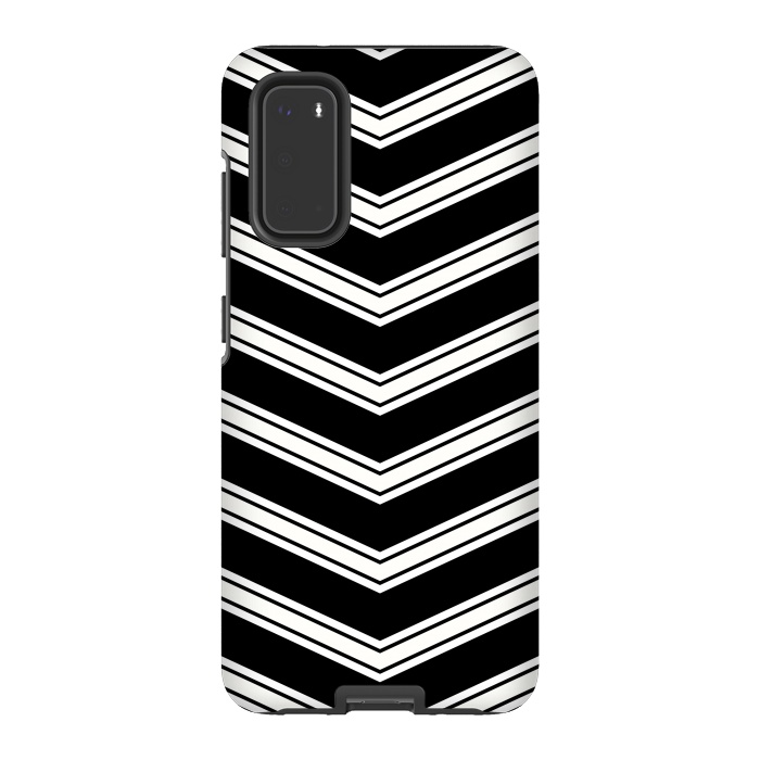 Galaxy S20 StrongFit Black And White Chevrons by TMSarts