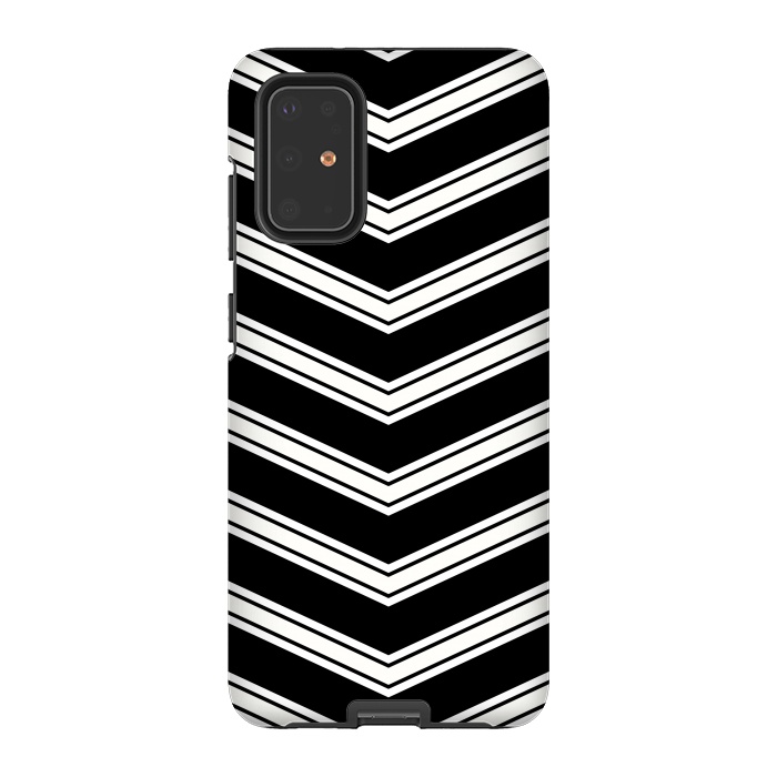 Galaxy S20 Plus StrongFit Black And White Chevrons by TMSarts