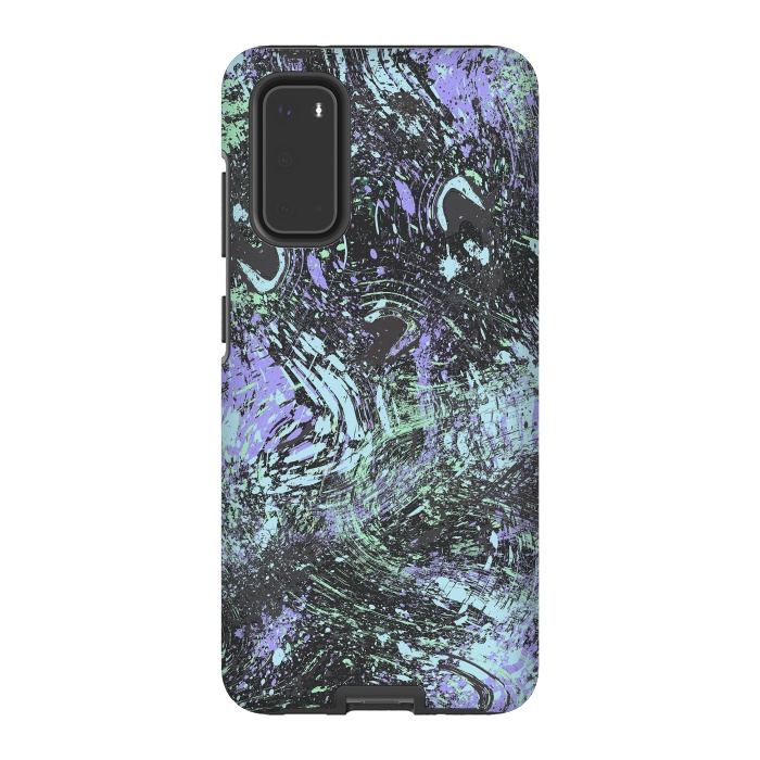 Galaxy S20 StrongFit Dripping Splatter Purple Turquoise by Ninola Design