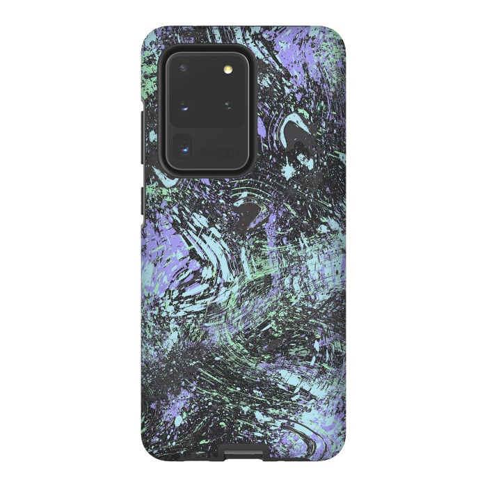 Galaxy S20 Ultra StrongFit Dripping Splatter Purple Turquoise by Ninola Design