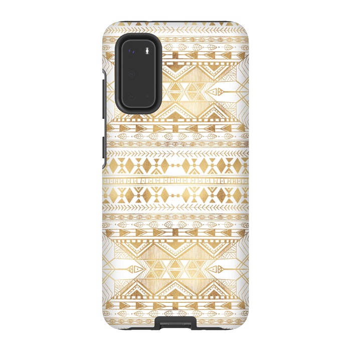Galaxy S20 StrongFit Trendy Gold Geometric Tribal Aztec Pattern by InovArts