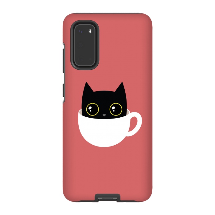 Galaxy S20 StrongFit Coffee cat by Laura Nagel