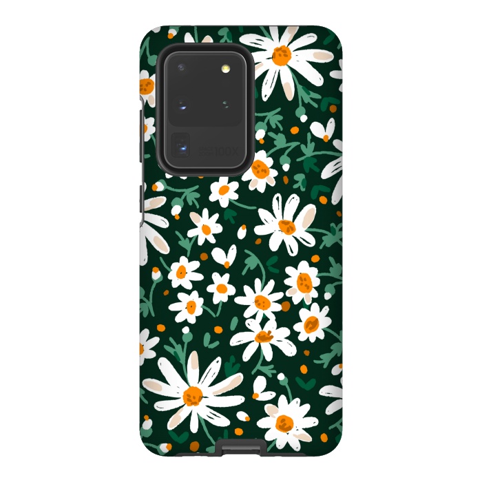 Galaxy S20 Ultra StrongFit WHITE FLORAL PRINT 2  by MALLIKA