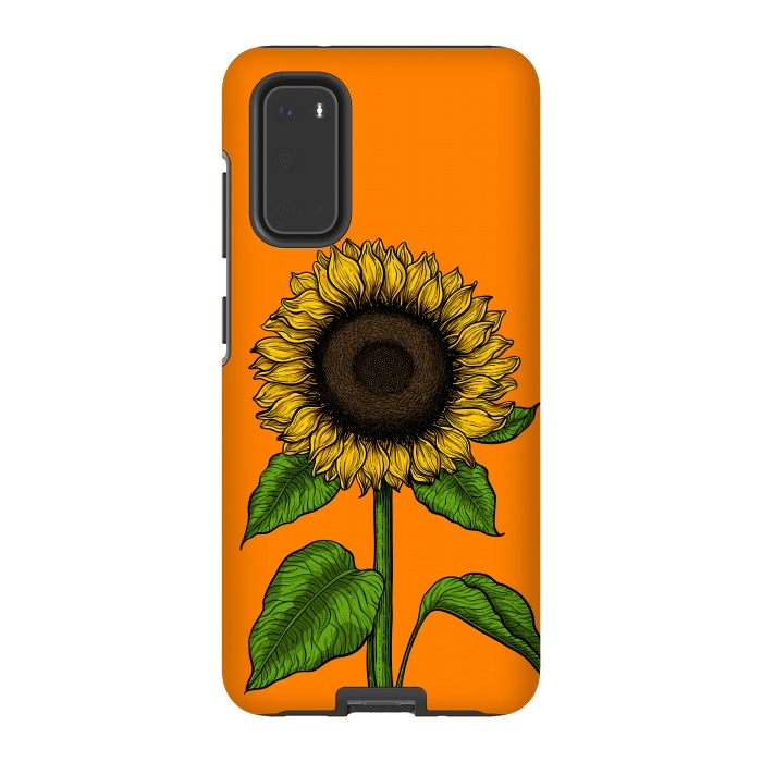 Galaxy S20 StrongFit Sunflower on orange by Katerina Kirilova