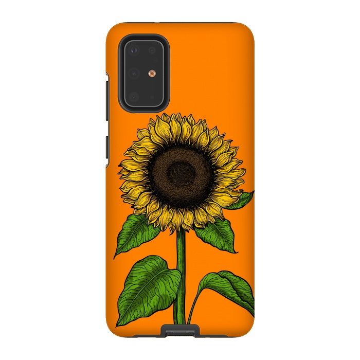 Galaxy S20 Plus StrongFit Sunflower on orange by Katerina Kirilova