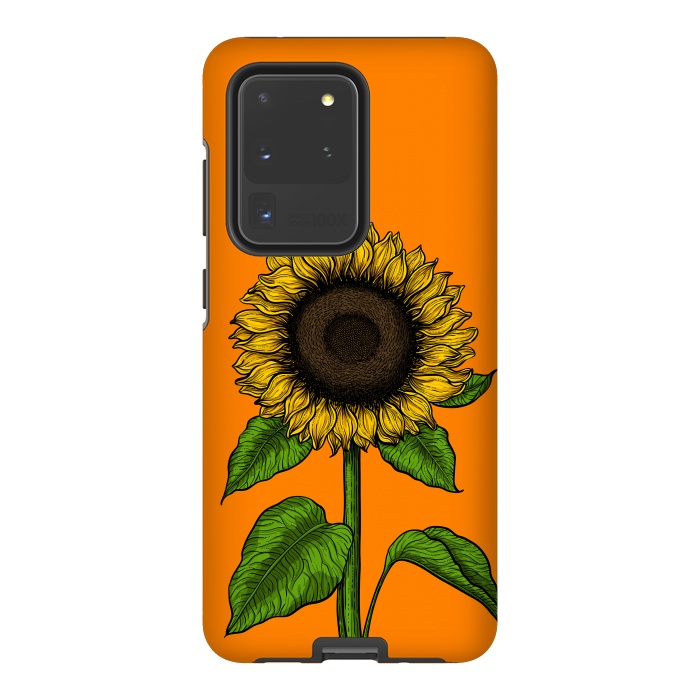 Galaxy S20 Ultra StrongFit Sunflower on orange by Katerina Kirilova