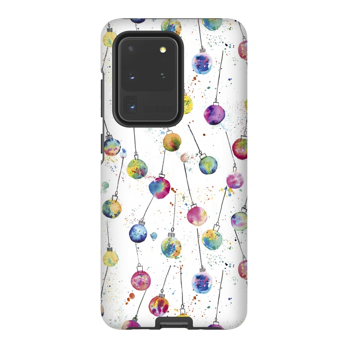 Galaxy S20 Ultra StrongFit Christmas Watercolor Baubles by Ninola Design