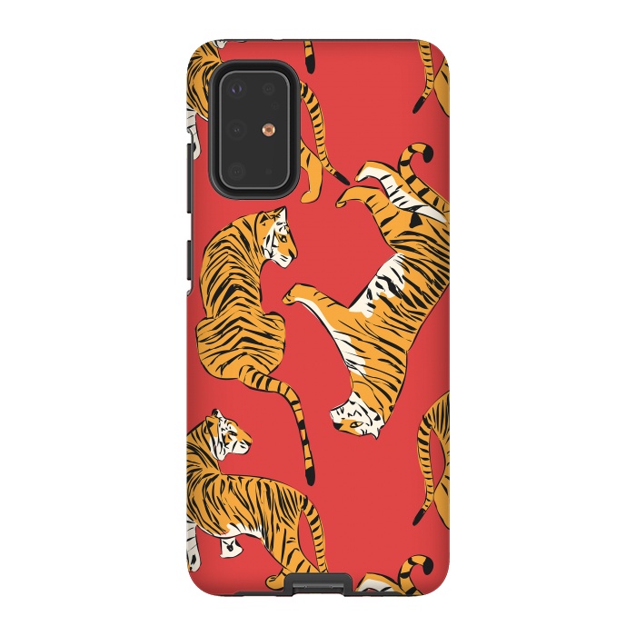 Galaxy S20 Plus StrongFit Tiger Pattern, red, 005 by Jelena Obradovic