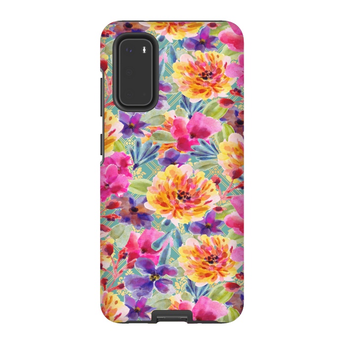Galaxy S20 StrongFit MULTI COLOUR FLORAL PATTERN by MALLIKA
