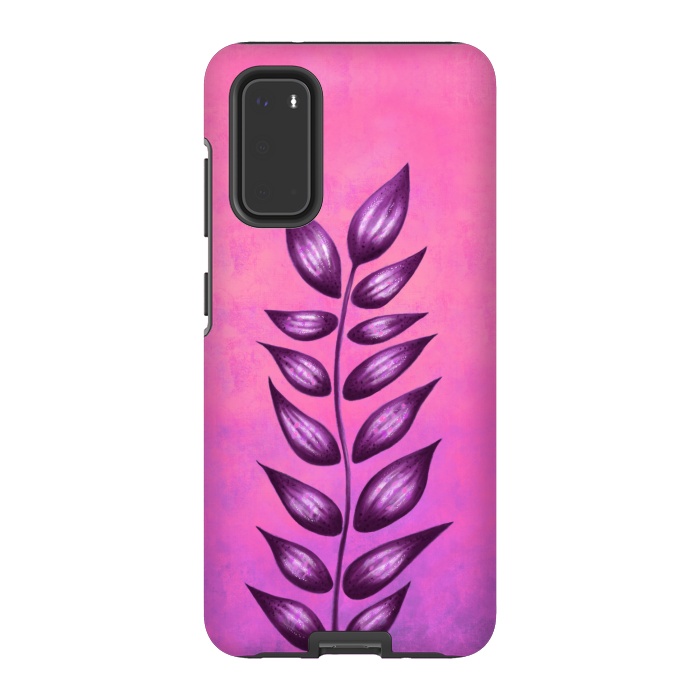 Galaxy S20 StrongFit Abstract Plant Surreal Botanical Art In Pink And Purple by Boriana Giormova