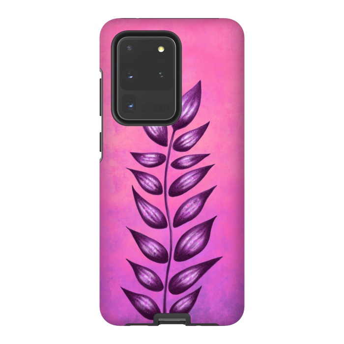 Galaxy S20 Ultra StrongFit Abstract Plant Surreal Botanical Art In Pink And Purple by Boriana Giormova