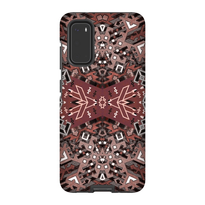 Galaxy S20 StrongFit Ethnic geometric pattern in autumnal brown by Oana 