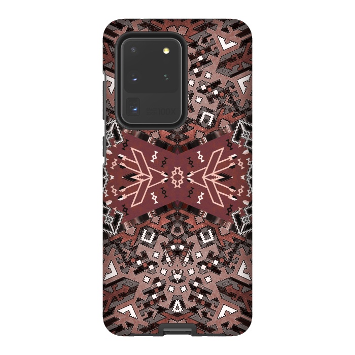 Galaxy S20 Ultra StrongFit Ethnic geometric pattern in autumnal brown by Oana 