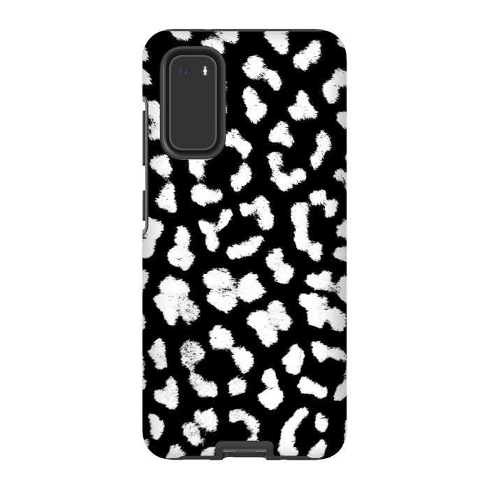 Galaxy S20 StrongFit Black and white leopard print brushed spots by Oana 