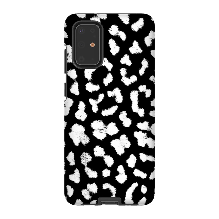 Galaxy S20 Plus StrongFit Black and white leopard print brushed spots by Oana 