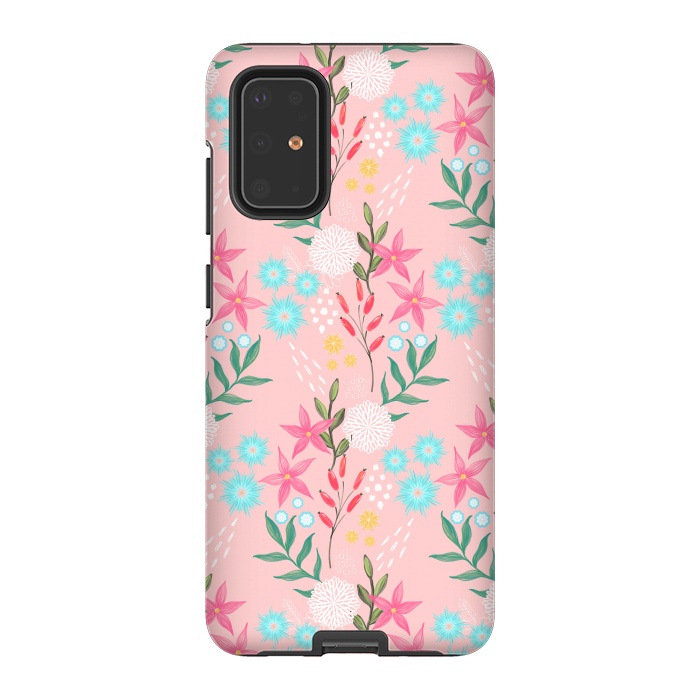 Galaxy S20 Plus StrongFit Cute Pink Flowers Creative Art Pattern by InovArts
